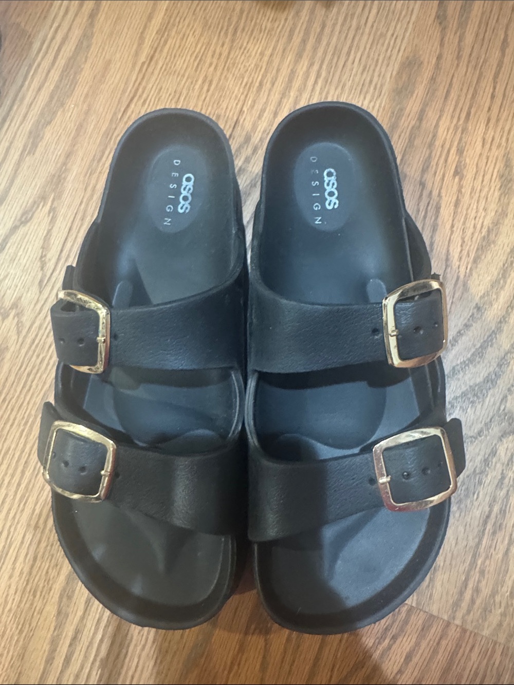 ASOS Black Double-Buckle Comfort Slide Sandals